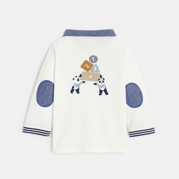 تيشيرت بولو بيكيه أبيض للأولاد الصغار